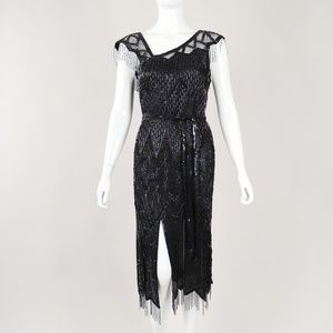 Vintage SISTERMAX Asymm Beaded Fringe Dress Sz 4